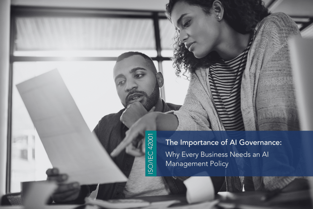 The importance of AI governance MAIN A person and person looking at a piece of paper